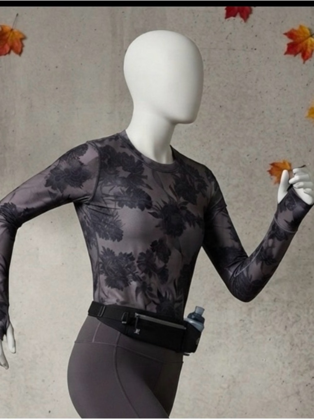 Zella Charcoal Floral Long-Sleeve Top